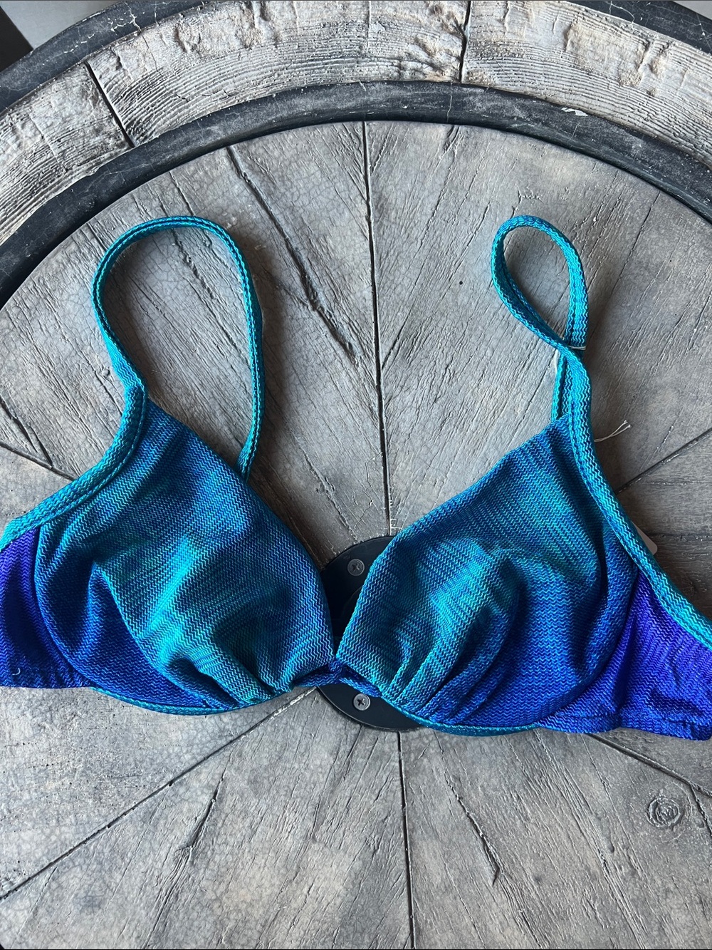 Athena Teal and Royal Blue Bikini Top Size 14 B10